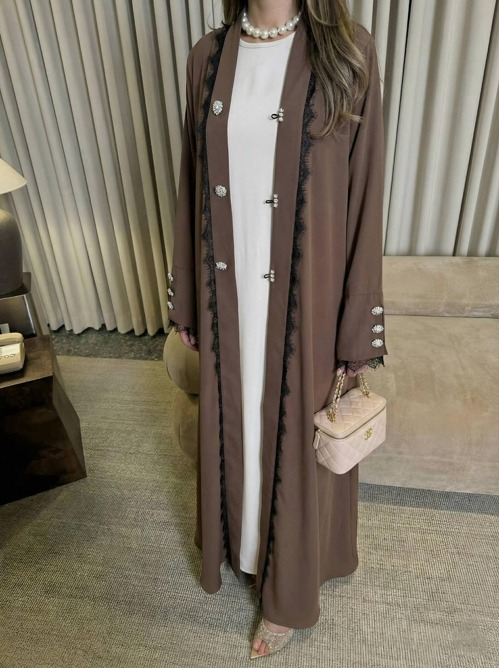 2-Piece Abaya Set with Buttons