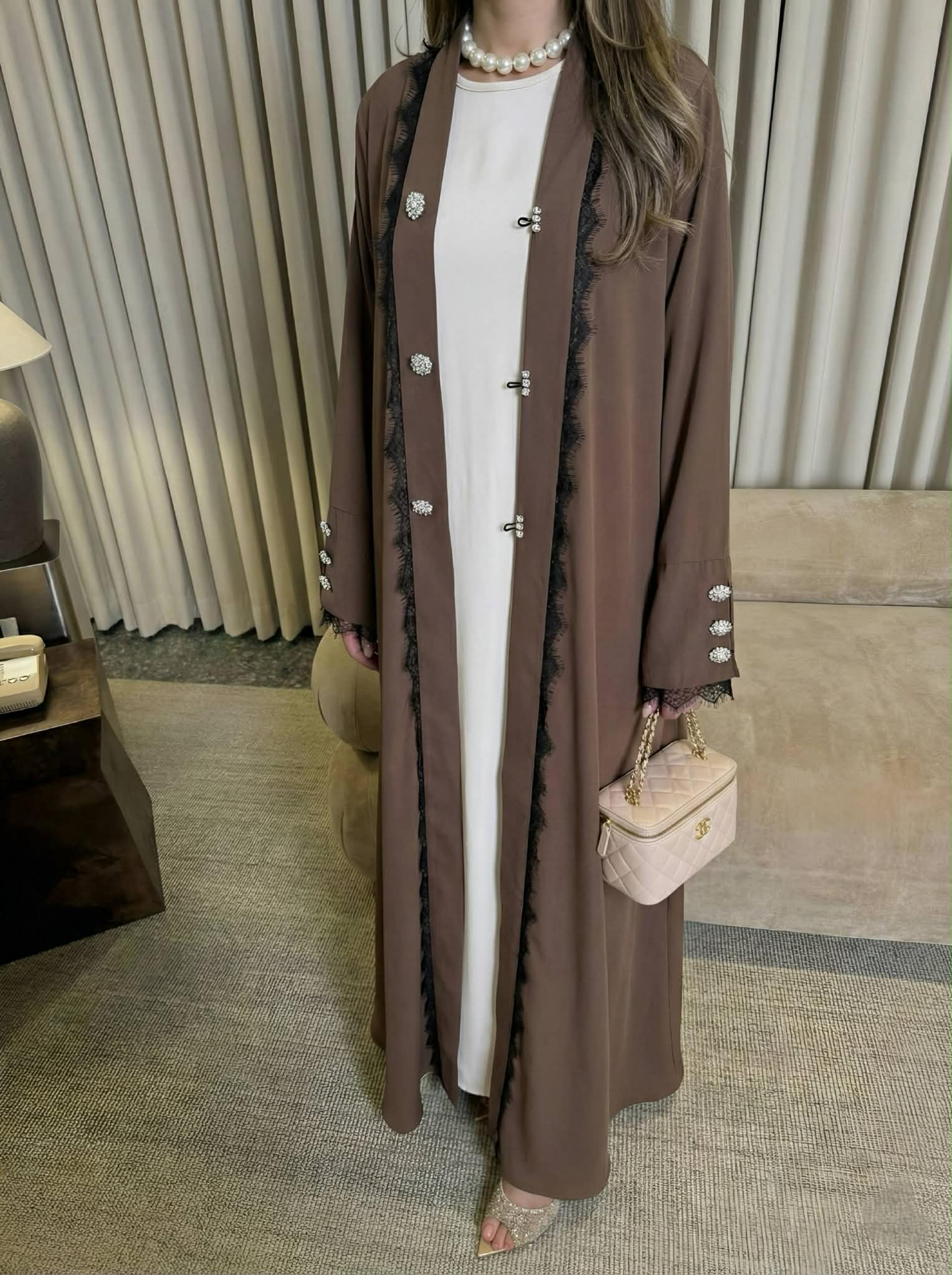 2-Piece Abaya Set with Buttons