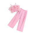 Little Glamour Pink Tulle & Wide-Leg Trouser Set