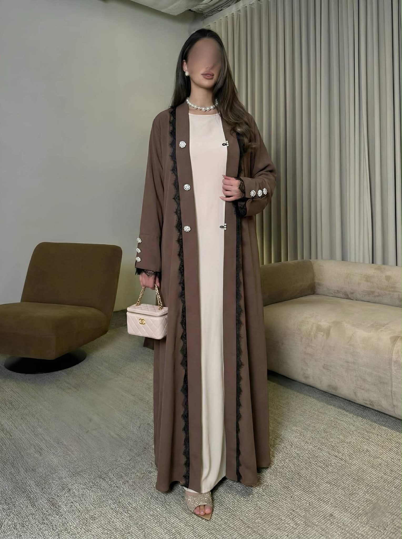 2-Piece Abaya Set with Buttons