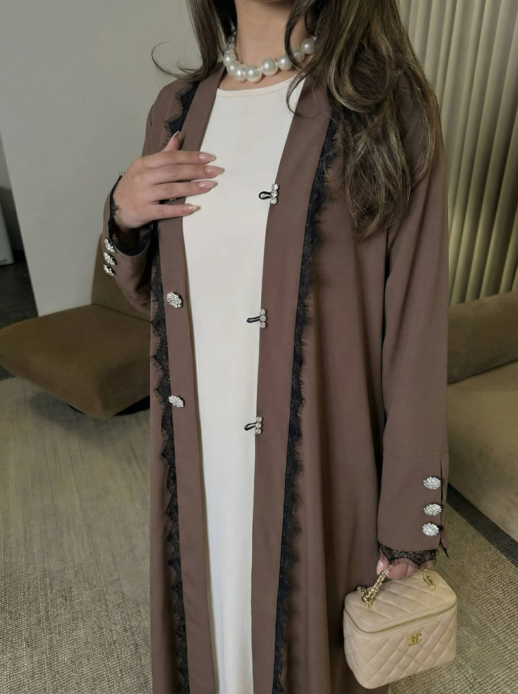 2-Piece Abaya Set with Buttons