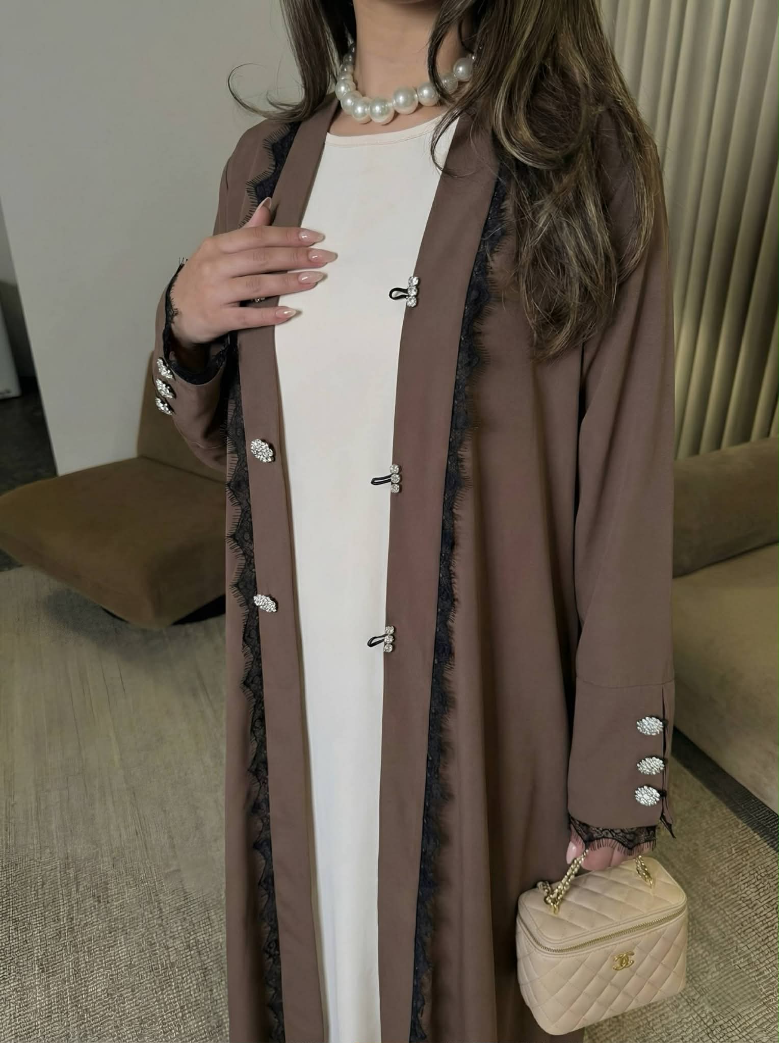 2-Piece Abaya Set with Buttons