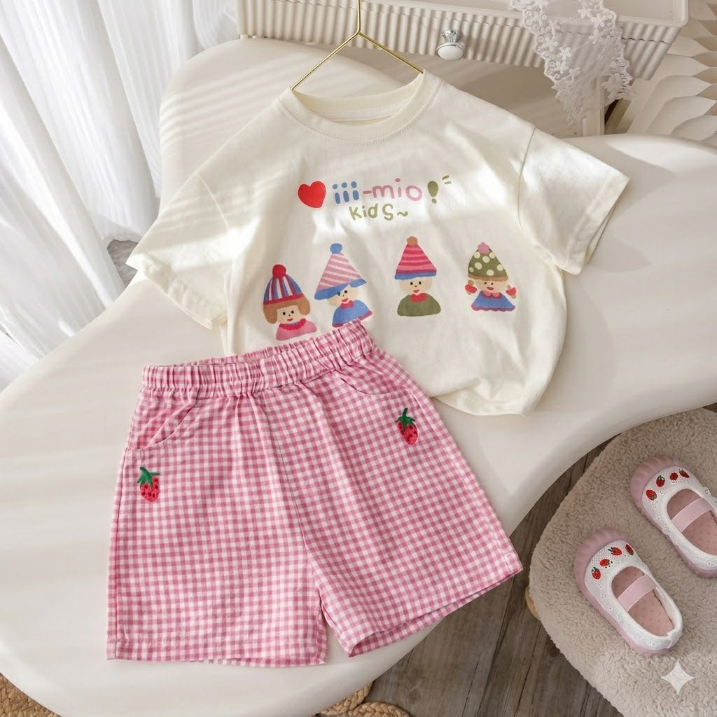 Sweet Strawberry Gingham 2-Piece Outfit