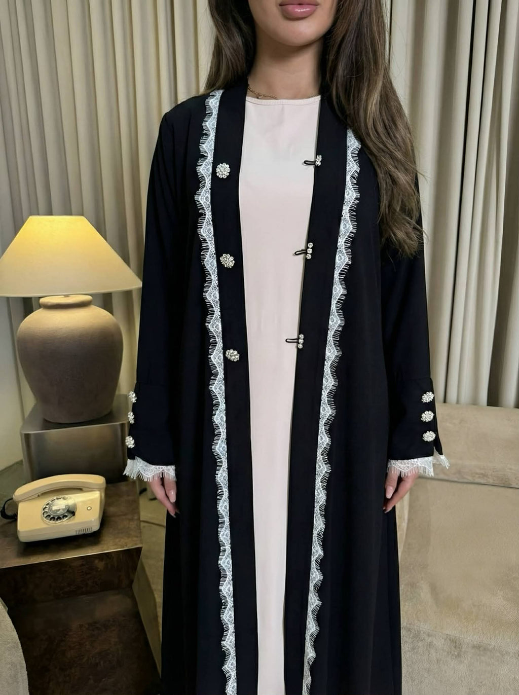 2-Piece Abaya Set with Buttons