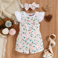 Lily & Garden Floral Overall Romper & Flutter Sleeve Set