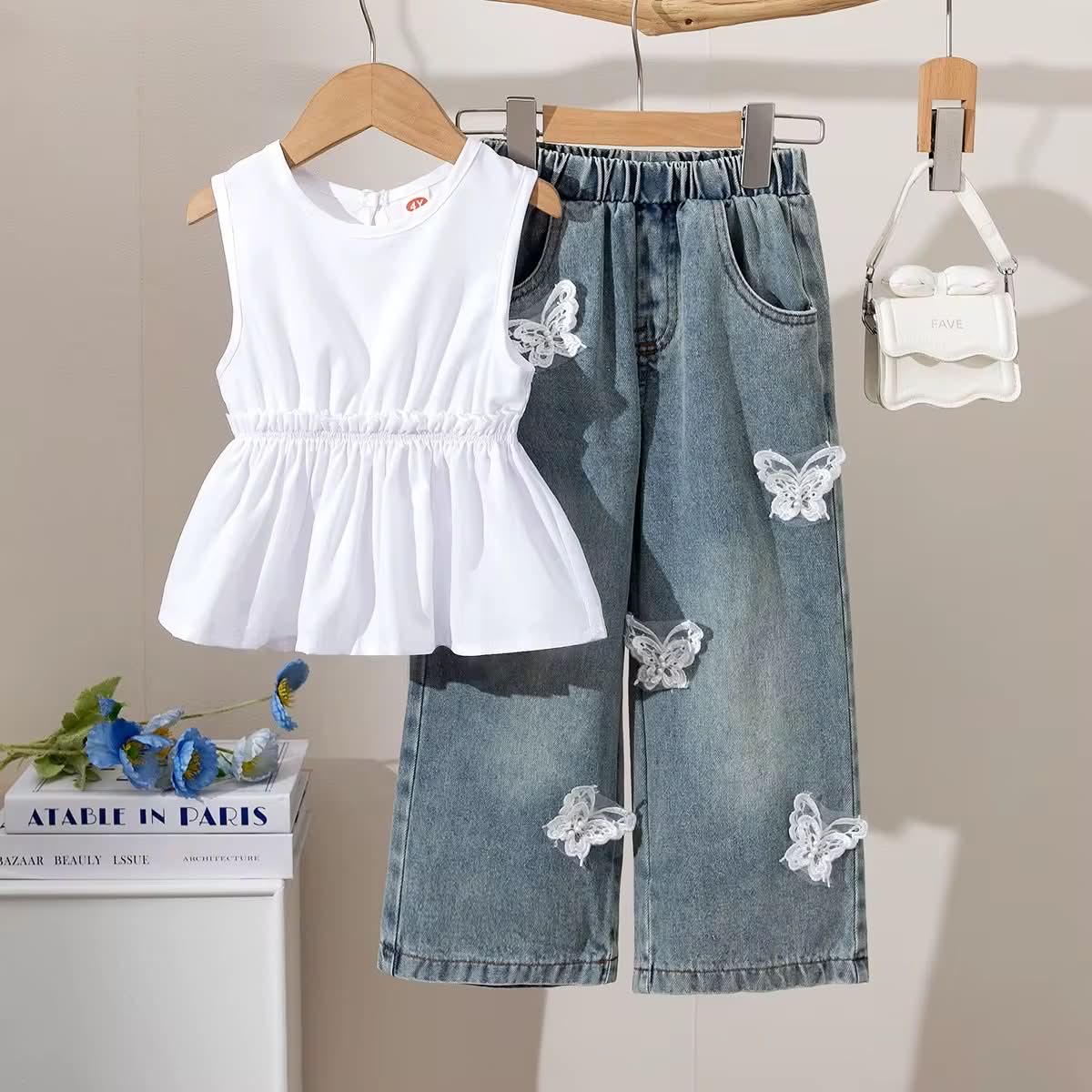 Butterfly Garden Denim & Peplum Set