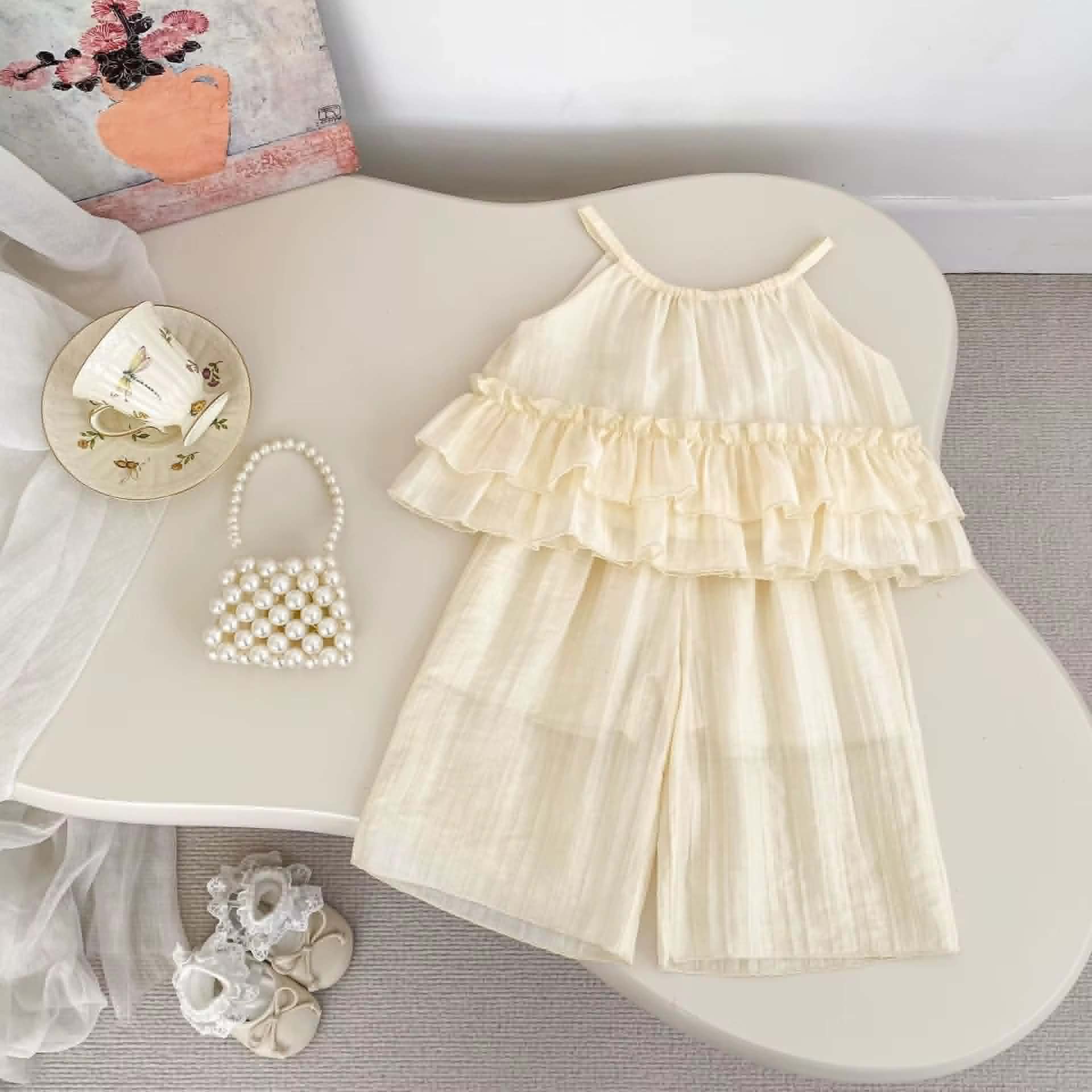 Pleated Ruffle Chiffon Set